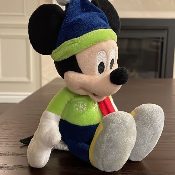 Disneys Mickey Mouse in Winter Ski Outfit with Ref Scarf and Green and Blue Fit - Picture 7 of 7